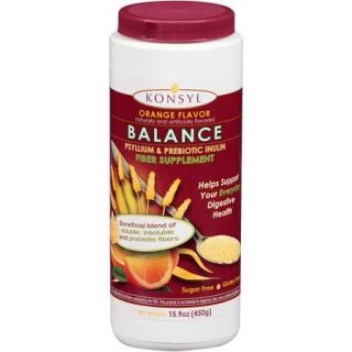 Konsyl Balance Orange Flavor Psyllium & Prebiotic Inulin Fiber Supplement Powder, 15.9 oz