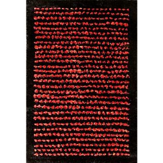 Meva Rugs Royal Shag Black/Red Rug; 5 x 77