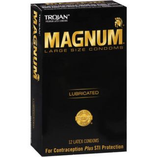 Trojan Magnum Lubricated Premium Latex Condoms, Large, 12 count