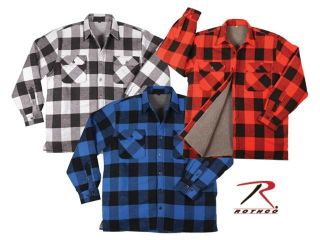 Extra Heavyweight Brawny Sherpa lined Flannel Shirts in White / Black Plaid