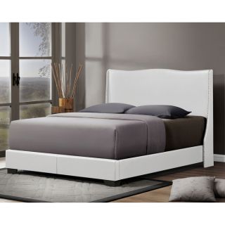 Baxton Studio Duncombe White Modern Bed with Upholstered Headboard