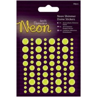 Papermania Neon Shimmer Dome Stickers 80/Pkg Yellow