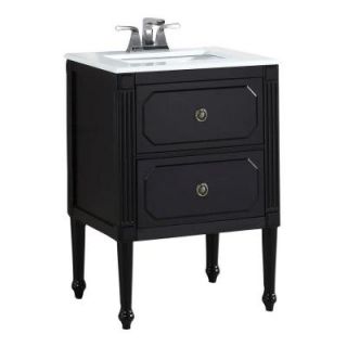 Simpli Home Versaille 24 in. Vanity in Black with Quartz Marble Vanity Top in White 4AXCVVEB 24