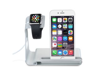 Apple Watch Stand, Aluminum alloy build holds Apple Watch and phone   [Charging Cable & phone & Watch NOT INCLUDED] Comfortable viewing angle easy use quick connection for Apple Watch (2015)