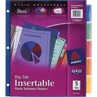 Avery Multicolored Plastic Insertable Tab Dividers, 5 Tab