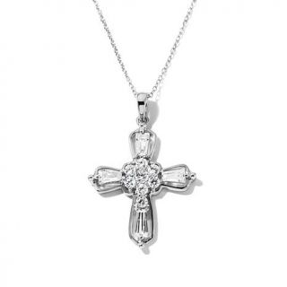 1.57ct Absolute™ Baguette and Round Openwork Cross Pendant with 18" Chain   7838323