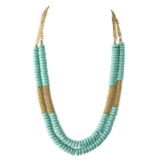 Acrylic Turquoise bead and goldtone Layered Necklace  