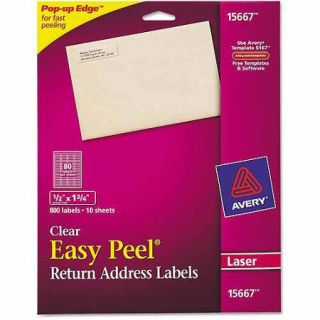 Avery Easy Peel Mailing Labels for Laser Printers, 1/2" x 1 3/4", Clear, 800 Pack