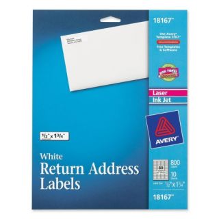 Avery Consumer Products Return Address Label, Laser/Inkjet, 1/2x1/3/4