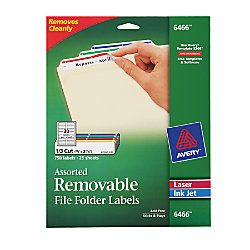 Avery Color Removable Laser File Folder Labels 23 x 3 716  Assorted Colors Box Of 750