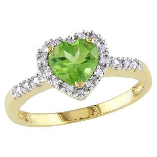 CT. T.W. Heart Shaped Peridot and 1/10 CT. T.W. Diamond Ring in