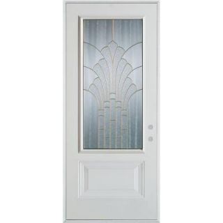 Stanley Doors 32 in. x 80 in. Art Deco 3/4 Lite 1 Panel Prefinished White Steel Prehung Front Door 1350E Z 32 L