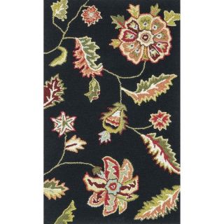 Hand hooked Peony Black Floral Rug (23 x 39)   13830898  