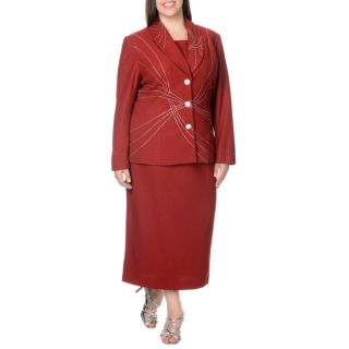 Mia Knits Collection Womens Plus Size Rhinestone Design 2 piece Skirt