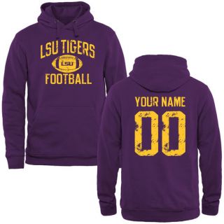 LSU Tigers Purple Personalized Distressed Football Pullover Hoodie