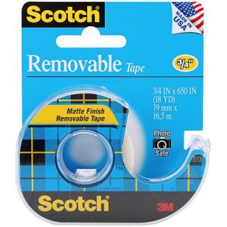 Scotch Removable Tape, Matte, .75" x 650"