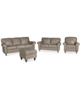 Arianna Leather Sofa, 4 Piece Set (Sofa, Loveseat, Chair, and Ottoman)