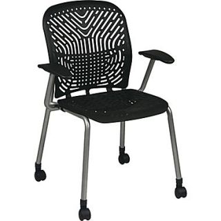 Office Star SpaceFlex Platinum Seat and Back Guest Chair with Arm and Caster, Raven/Platinum