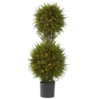 Nearly Natural Nearly Natural Cedar Double Ball Topiary with Light in