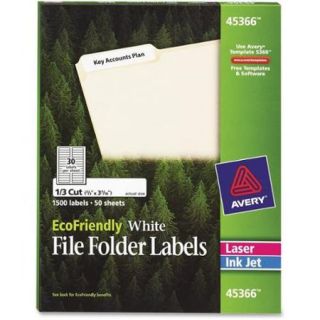 Avery White Eco Friendly File Folder Labels 45366 , 1/3cut, 1500 Labels/Pack