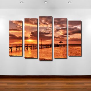 Ready2hangart Sunrise Pier by Bruce Bain 5 Piece Photographic Printt