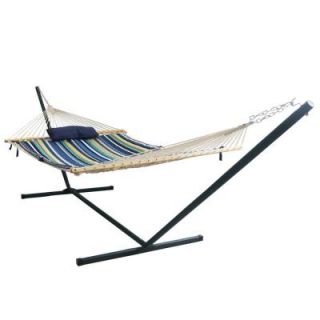 Blue Wave Island Retreat 15 ft. Stainless Steel Arc Hammock Set in Blue Cover NU3110