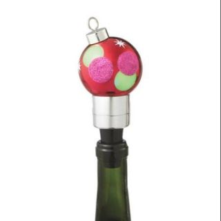 5" Pink Polka Dot and Star Christmas Ornament Lighted Color Changing Wine Stopper
