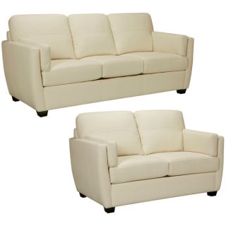 Hamilton Ivory Italian Leather Sofa and Loveseat   14955543