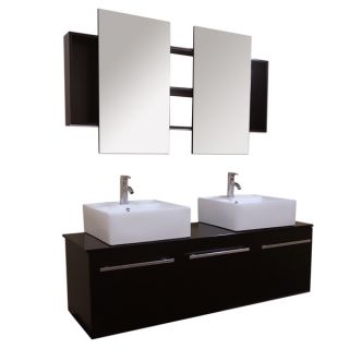 Kokols 60 inch Wall Mount Floating Bathroom Vanity Cabinet with Mirror