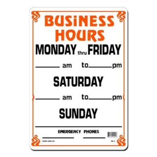 Lynch Sign 10 in. x 14 in. Orange and Black on White Plastic Business Hours Weekly Sign BH  2