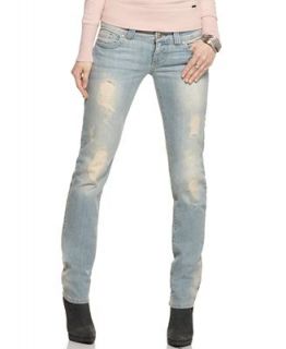 GUESS? Jeans, Daredevil Skinny DIstressed Light Wash   Jeans   Women