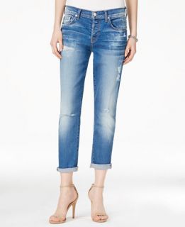 For All Mankind Cropped Bright Blue Bell Wash Jeans   Jeans   Women