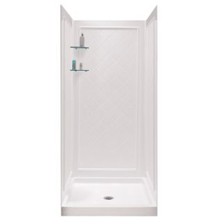DreamLine Shower Base and Back Walls White Acrylic Wall Acrylic Floor 2 Piece Alcove Shower Kit (Common 36 in x 36 in; Actual 76.75 in X