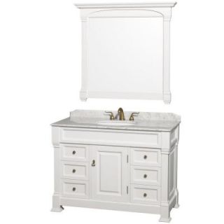 Wyndham Collection Andover 48 in. Vanity in White with Marble Vanity Top in Carrara White and Under Mount Sink WCVTS48WHCW