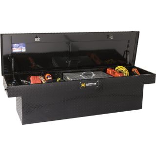 Deep Crossover Truck Box with Pushbutton Locking Latches — 60in. x 69in. x 14 1/2in. x 19in. x 20in., Gloss Black  Crossbed Boxes