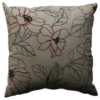 Pillow Perfect Decorative Red and Beige Floral Pillow  