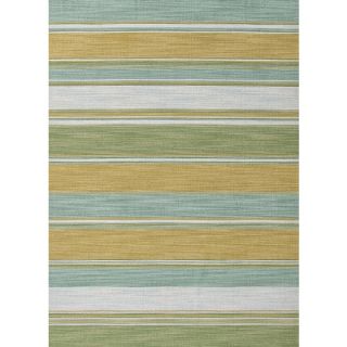 Blue/ Green Stripe Wool Rug (8x10) with Bonus Rug Pad