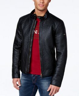 Armani Jeans Distressed Faux Leather Jacket   Coats & Jackets   Men