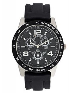 Unlisted Watch, Mens Chronograph Black Rubber Strap 45mm UL1204
