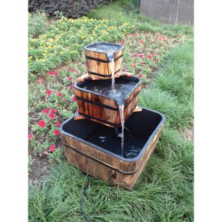 Stonegate Designs 3-Tiered Wooden Fountain, Model# ZLY-1050  Lawn Ornaments, Planters   Fountains