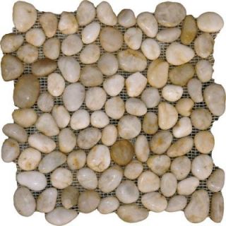 MS International White Pebbles 12 in. x 12 in. x 10 mm Polished Marble Mesh Mounted Mosaic Tile (10 sq. ft. / case) LPEBMWHI1212POL