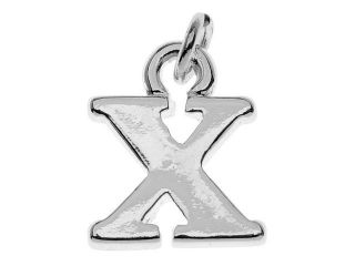 Lightweight Initial Charm, Letter X 11x9.3mm, 1 Piece, Silver Plated