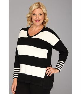 vince camuto plus size mix stripe tunic sweater