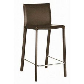 Baxton Studio Crawford Leather Low Back Counter Bar Stool, Brown