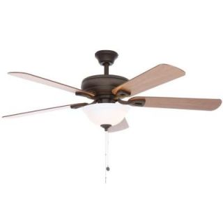 Hampton Bay Rothley 52 in. Indoor Oil Rubbed Bronze Ceiling Fan with Shatter Resistant Light Shade 51564