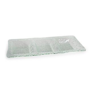DanyaB 3 Sectional Textured Glass Divided Serving Dish
