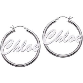 Personalized Large Name Sterling Silver Hoop Earrings