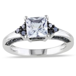 Miadora Sterling Silver Created White Sapphire and 2/5ct TDW Black