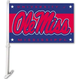 BSI Products NCAA 11 in. x 18 in. Ole Miss 2 Sided Car Flag with 1 1/2 ft. Plastic Flagpole (Set of 2) 97016