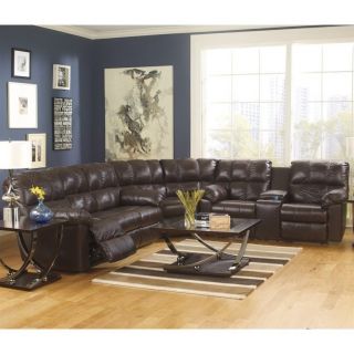 Ashley Furniture Kennard 3 Piece Leather Reclining Sectional in Chocolate   2900177 88 94 KIT